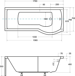 Besco Акриловая ванна Inspiro 170x70 P со шторкой – фотография-6